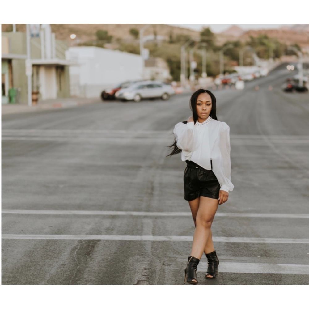 White Blouse and Black Shorts Set